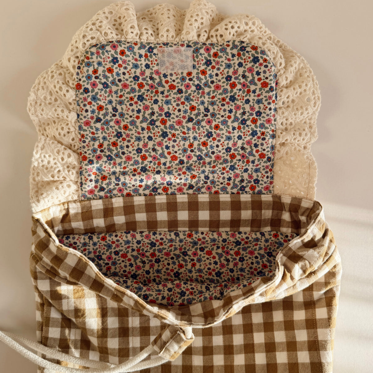 Ruffle Backpack, gingham