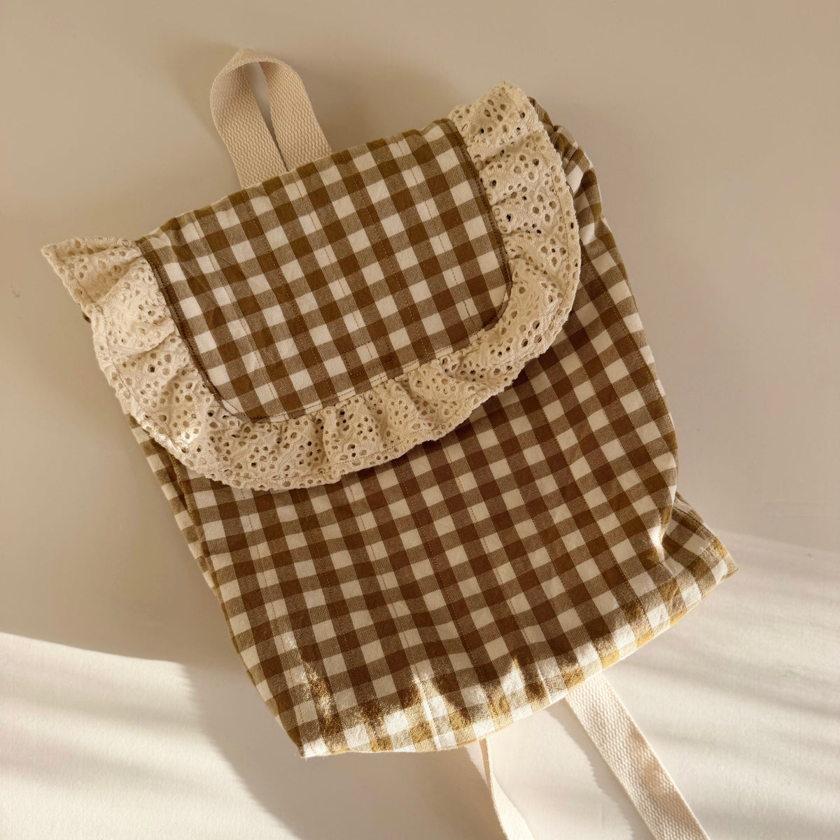 Ruffle Backpack, gingham