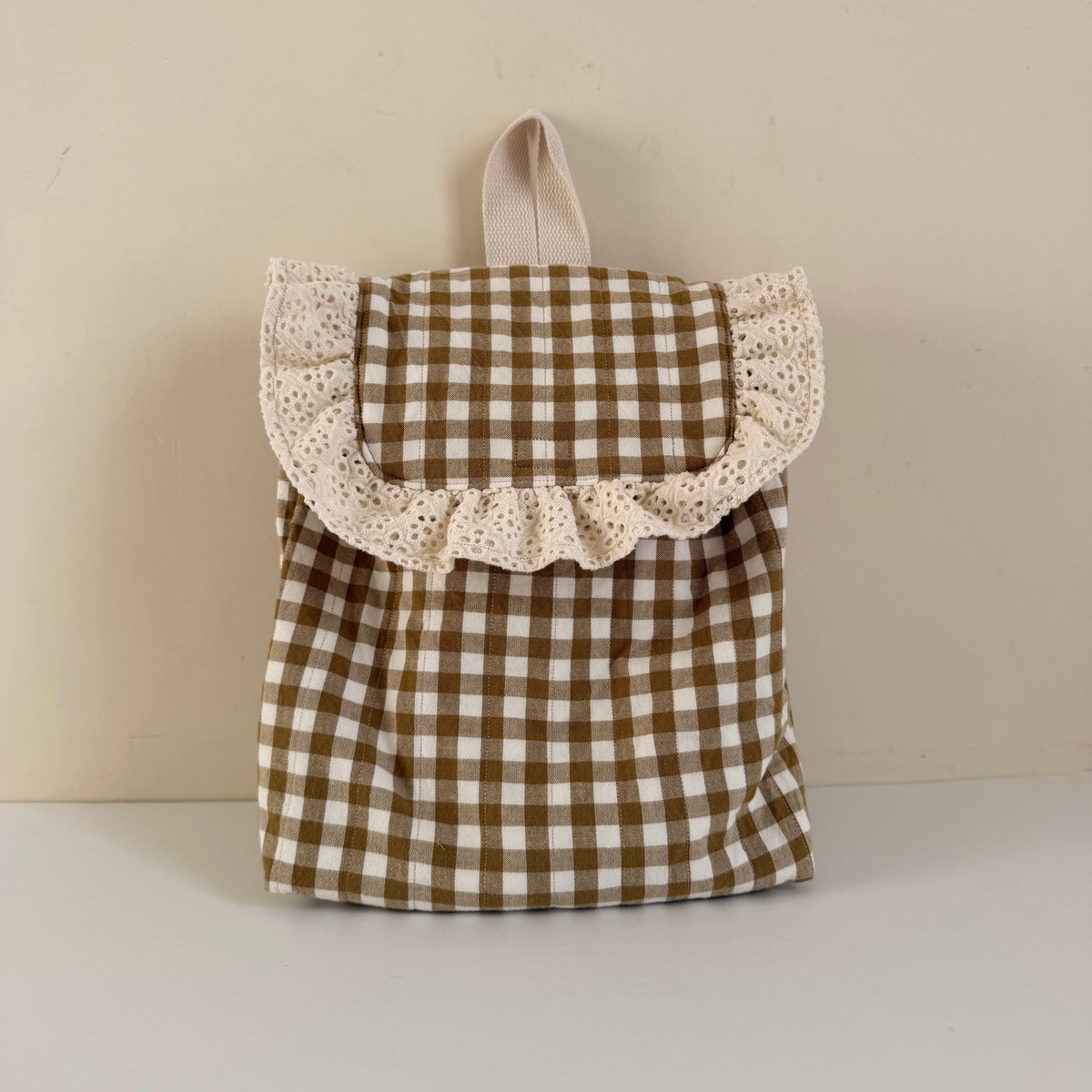 Ruffle Backpack, gingham