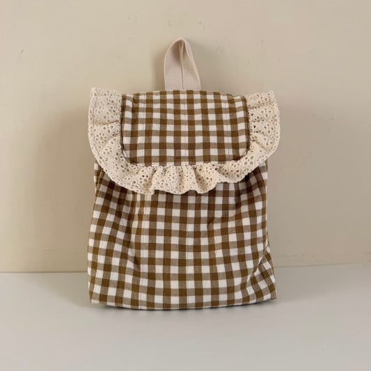 Ruffle Backpack, gingham